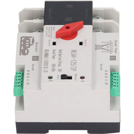Automatischer Dual-Power-Umschalter 20A AC230V für Generator, unterbrechungsfreier Notstromschalter, 2P, manuelle und automatische Abschaltung. (1/5)