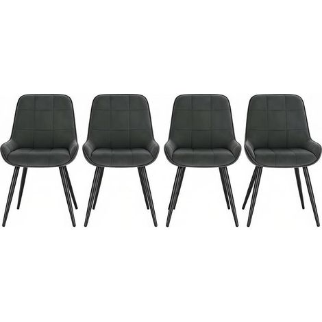 Set di 4 sedie da pranzo imbottite in velluto grigio scuro con gambe in metallo nero MODENUIT (1/5)