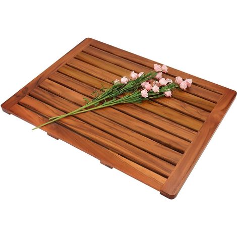 Tapis de Bain en Bois de Teck Antidérapant(61 x 45 cm) (1/5)