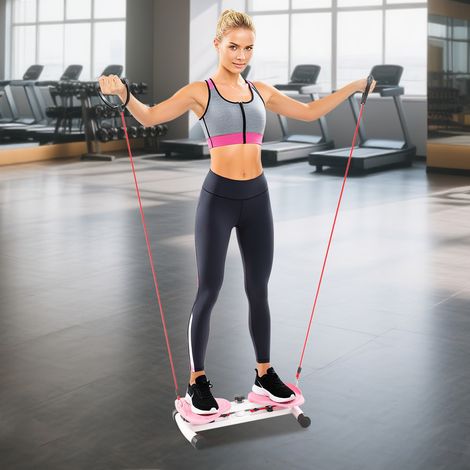 Planche d'exercice sportive, appareil d'aérobic pour la taille avec bandes de résistance en boucle, amincissant et massant les pieds, 52 x 32 x 12 cm (rose), capacité de charge : 100 kg (1/5)