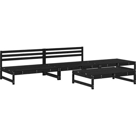 Maison Exclusive - 4-tlg. Garten-Lounge-Set Schwarz Massivholz Ki