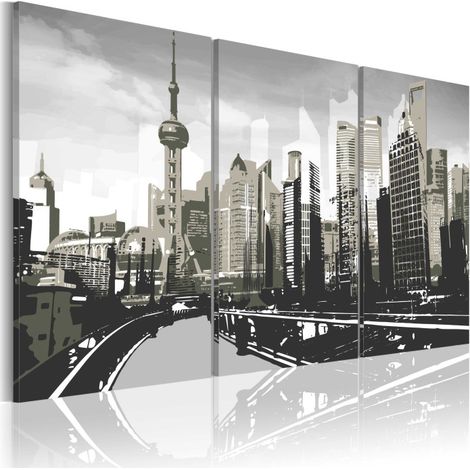 Tableau Imprimé "Shanghai Gris" 40 x 60 cm (1/2)