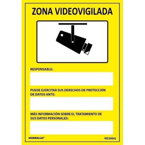 Cartel "zona videovigilada" adhesivo 15x20cm normaluz (1/4)