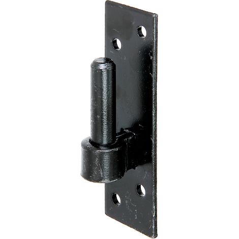 Alberts 306687 Cardine su piastra, forma bavarese con gancio DI o DII, vernice ad immersione nera, entrata Ø14 mm, piastra 130 x 40 mm