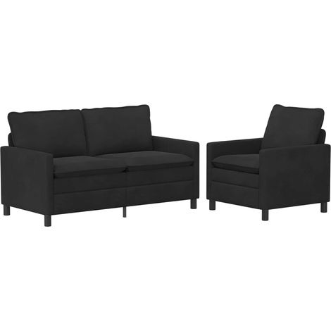 Sofa Set 2 stk. Schwarz Samt vidaXL (1/5)