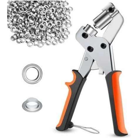 Pince à œillets pour bâche, pince à œillets avec 300 œillets de 10 mm, pince à œillets pour bâche, tissu, cuir, carton, affiches, bannières et plus encore. (1/5)