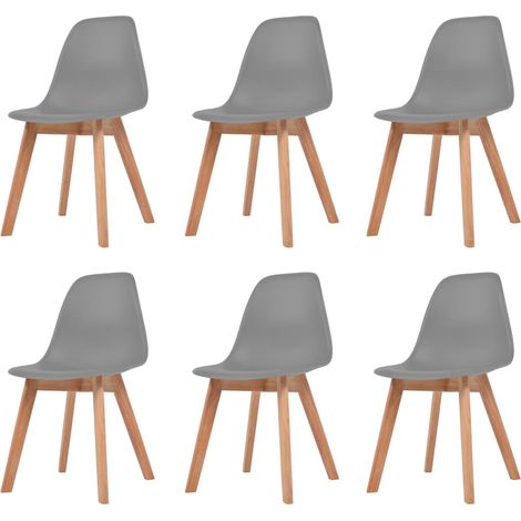 Lot de 6 Chaises Chaises de salle à manger Chaise de cuisine Gris Plastique 78194 (1/5)