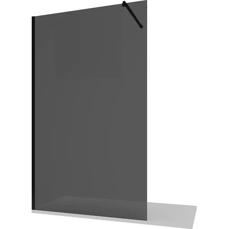 Douche à l'italienne 60cm Profilés Aluminium Noir Mat Verre fumé 10mm avec traitement anti-calcaire h 200 - Réversible Mod. Naxos