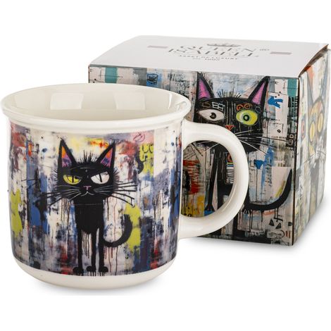Tazza in porcellana da 400 ml con motivo a gatto per caffè e tè (1/5)