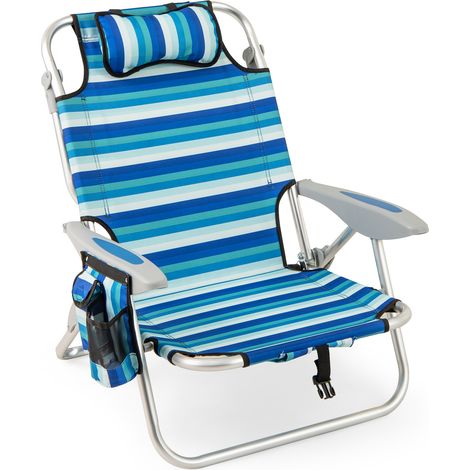 Chaise de plage pliante adulte en aluminium avec dossier 4 positions, sac isotherme et sangle, pour plage, camping et plein air (1/5)