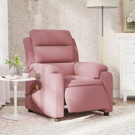 vidaXL Sillón reclinable de masaje eléctrico terciopelo rosa (1/5)