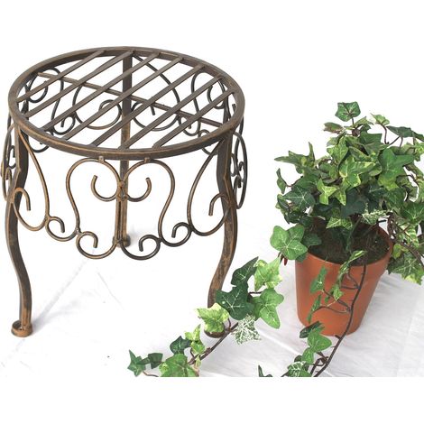 DanDiBo Blumenhocker Metall Braun Rund 25 cm Blumenständer 140129 S Beistelltisch Pflanzenständer Klein (1/5)