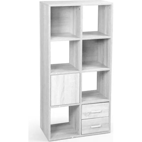 Mueble modular Gaia 60 x 30 x 120 cm en blanco madera con 8 vanos
