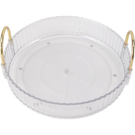 étagère rangement-Bac Organiseur Rotatif Transparent 360° avec Double Poignée - Plateau de Rangement Décoratif pour Salle de Bain et Bureau (1/5)