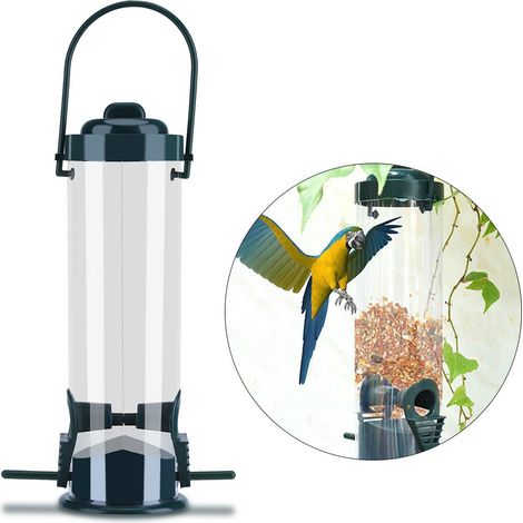 Mangiatoia trasparente per uccelli – in plastica – da appendere – per interni/esterni – da giardino
