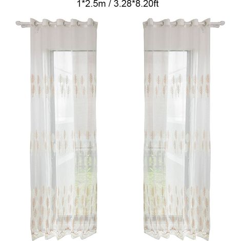 Rideaux en polyester, cantonnières en voile, décoration pour chambre et salon (kaki) (1/5)