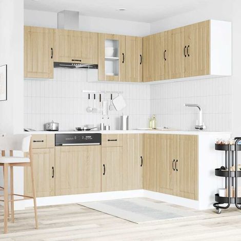 Ensemble de Meubles de Cuisine 11 Pièces en Bois d'Ingénierie Série Kalmar - Armoires de Cuisine Modernes et Durables pour Rénovation Complète (1/5)