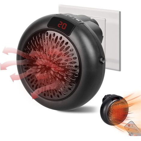 Mini radiateur soufflant portable , 900 W, en céramique, thermostat réglable, avec télécommande (noir)