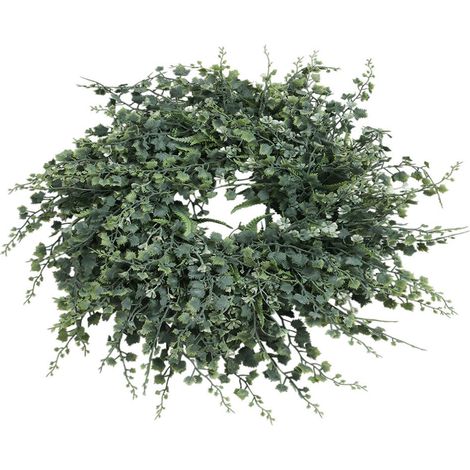 Guirlande De Vigne - Couronne Artificielle Feuillage Vert - Décoration Porte Mur Plafond - 35 X 35 X 8 Cm - 1 Pièce (1/5)
