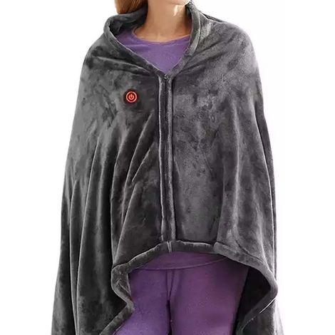 Couverture chauffante électrique multifonctionnelle et portable USB, poncho chauffant, châle polaire, cape d'hiver, couverture pour le corps, pour une utilisation intérieure ou extérieure, au bureau o (1/5)