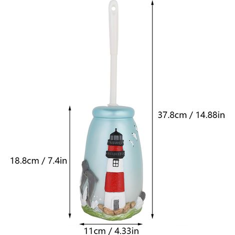 Porte-brosse WC motif phare marin - Accessoire de salle de bain ludique en résine-AquaForge (1/2)