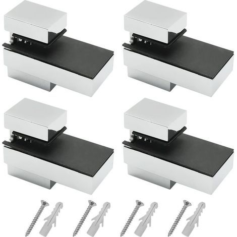 Regalträger, 4 Stück, Glasregalträger, Wandregalträger, mit Schrauben, verstellbare Glasregalträger aus Zinklegierung, verstellbare Stärke 3–15 mm, für Glas und Holz (1/5)