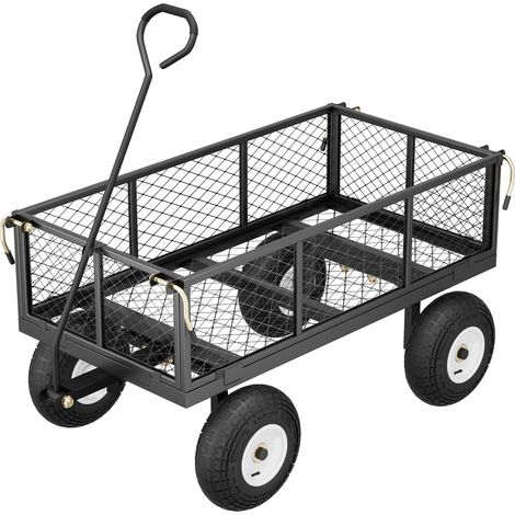 Sekey Transportkarre Gerätewagen Bollerwagen Handwagen Gartenwagen bis 300 kg, Garten Plattformwagen mit Vollgummi-Luftreifen, Grau