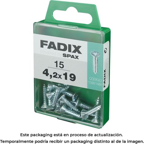 Caja de 15 unidades de tornillo de rosca chapa con cabeza plana en cinc 4,2x19mm Fadix (1/3)