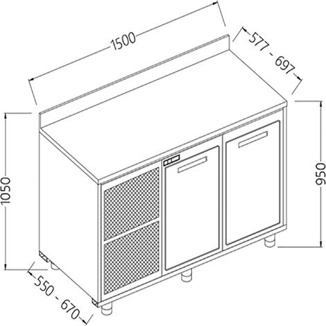 Arrière -comptoir réfrigéré BT - moteur et dosseret - Diamond