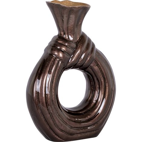 Vase décoratif anneau design marron foncé en aluminium - marron foncé métallisé (1/5)
