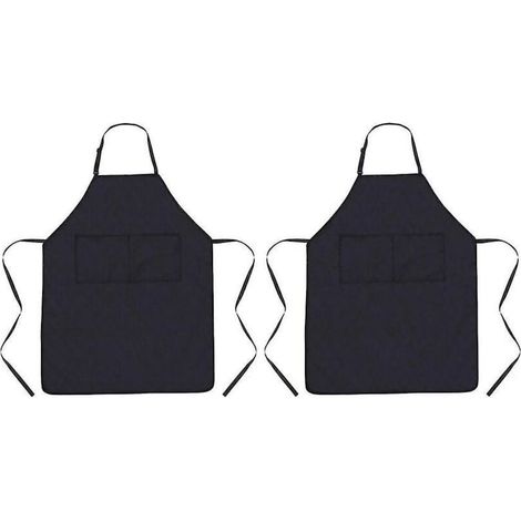 ZVD Lot de 2 tabliers de cuisine imperméables et résistants à l'huile avec sangle de cou réglable et 2 poches (1/3)