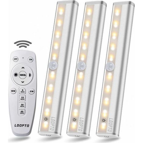 Applique da parete senza fili 3 pezzi con telecomando – luminosità regolabile – funzione memoria – ideale per armadi, specchi e spazi interni (1/5)
