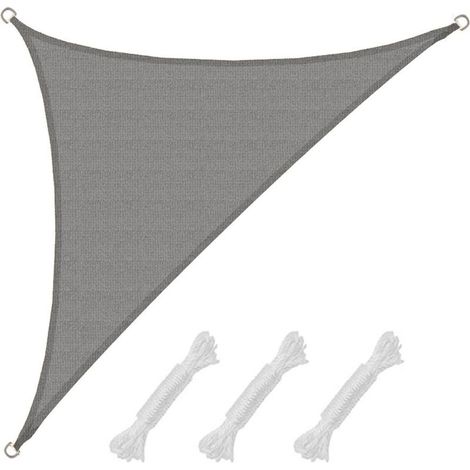 Voile d'ombrage UV ACKERMAN 3x3x4,25 m HDPE triangle, protection solaire pour jardin, toile gris (1/5)