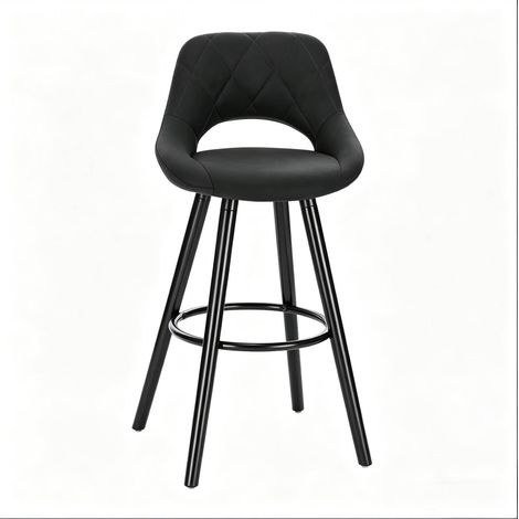 Sgabello da bar imbottito con schienale, antracite, gambe in legno HOMVRA (1/5)