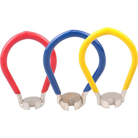 Clé à rayons simple face (lot de 3) pour roues de vélo – Compacte (3,5 cm x 5 cm), en acier durable, pour le réglage des écrous de rayons.