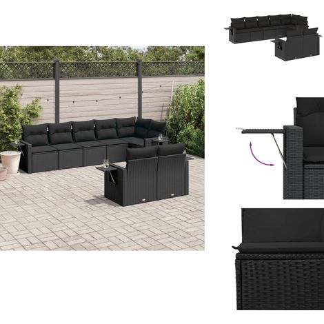 Salon de jardin 8 pcs avec coussins noir résine tressée - Ensemble Salon De Jardin - Salon De Jardin Extérieur - Meuble De Jardin - Mobilier De Jardin - Résine Tressée (1/5)