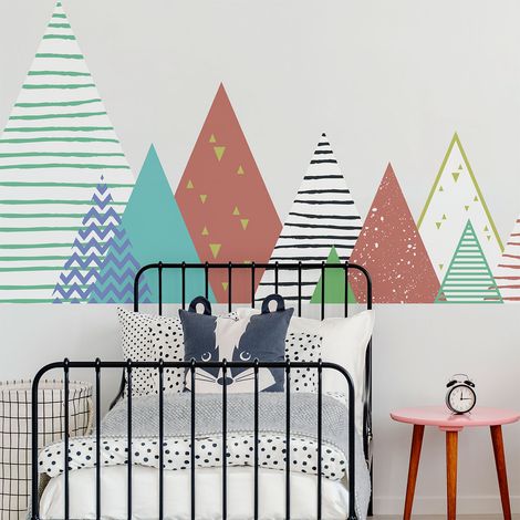 Stickers muraux enfants - Décoration chambre bébé - Autocollant Sticker mural géant enfant montagnes scandinaves BECKA - 40x65cm (1/5)