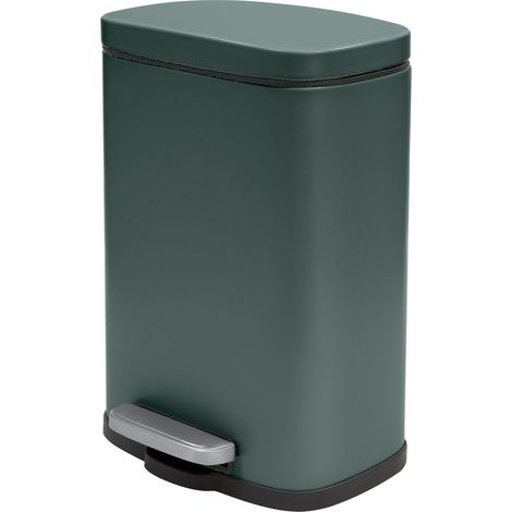 Papelera con pedal de acero AKIRA 5L verde oscuro mate Spirella