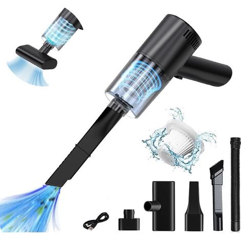 Aspiradora de Mano 9000Pa, Aspiradora Inalámbrica Mini Aspiradora de Succión Fuerte, Puissante Aspiradora de Mano en Seco y Húmedo para el Hogar, Sofá, Coche, Cocina, Mascotas (1/5)