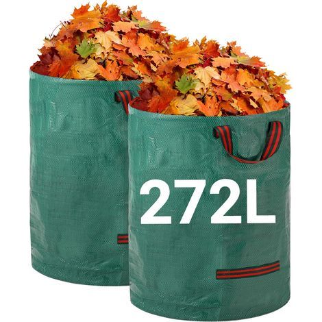 Sacs à déchets de jardin robustes - 272L x 2Pack Sacs de jardin réutilisables avec poignées - Tissu industriel pour feuilles déchets débris - Sacs à déchets de jardin étanches (1/5)