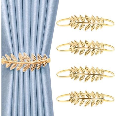 Set of 4 metal curtain tiebacks, curtain clips, curtain accessories, curtain loops (gold) (1/4)