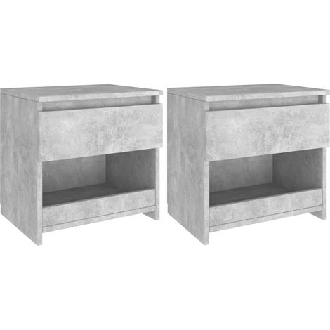 Set 2 comodini con cassetto e vano a giorno 40 x 30 x 39 cm in truciolare grigio DEC035348