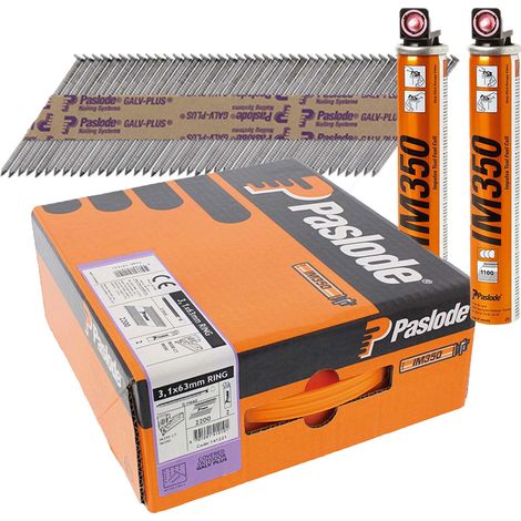 Paslode IM350+ Nails & Fuel Cells Trade Pack Ring Shank Galvanised + - 3.1 x 63/2CFC (1/3)