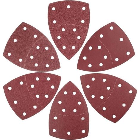 180 Pieces Triangular Sanding Sheets for Sanders, 105 x 152 mm, 11 Holes, 40/60/80/120/180/240 Grit Aluminum Oxide Sanding Sheets, Ideal for Sanding/Polishing - LIAIKI