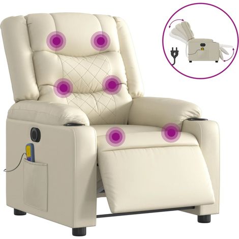 Maison Exclusive - Massagesessel Elektrisch Creme Kunstleder