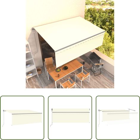 Terrassenmarkise -  Markise Automatisch Einziehbar mit Volant 4x3 m Creme (1/5)