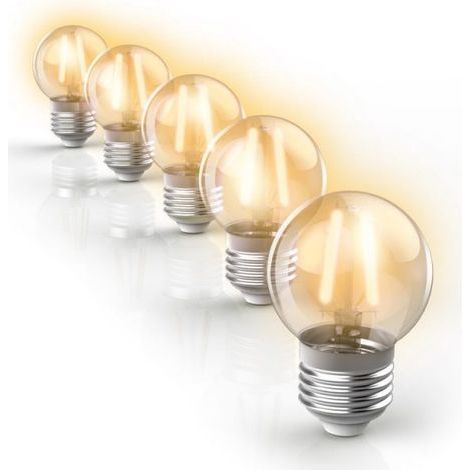 Lot de 5 ampoules décoratives E27 IP44, 380 lumens, blanc chaud, idéales terrasse jardin et véranda (1/5)