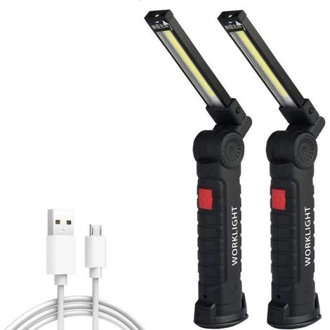 lampade da lavoro a LED ricaricabili con base magnetica, rotazione a 360°, illuminazione versatile per riparazioni, uso esterno, regali di Natale, regali per uomo (grande) (1/4)