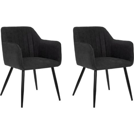 Lot de 2 Chaises Fauteuils "Visoca" 83cm Noir (1/5)