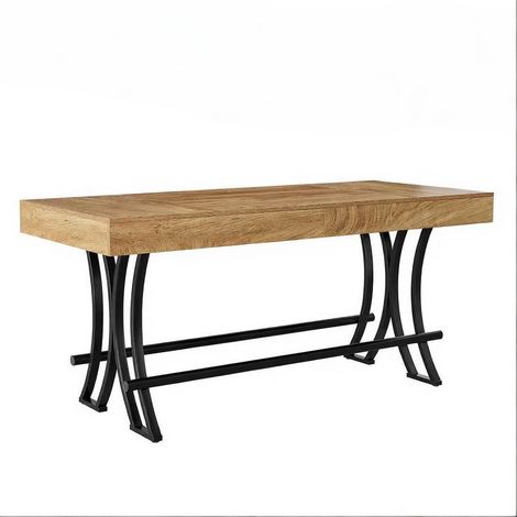 Hoher Küchentisch aus MDF und Metall 160 x 70 x 90 cm schwarz und braun (1/5)